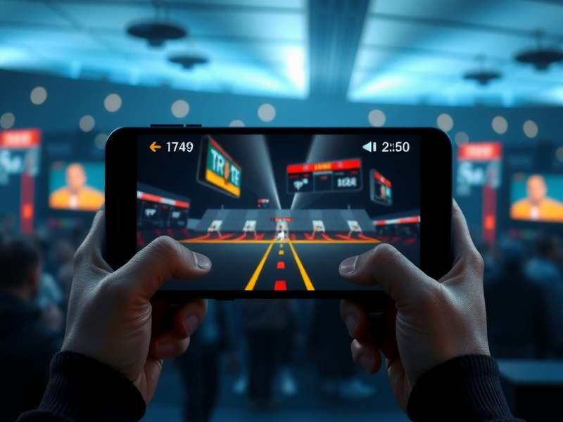 Professional gamer using a mobile gamepad for FTS Game