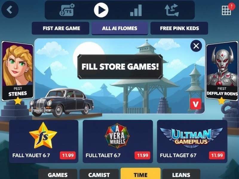 FTS Gameplay Store Interface showcasing various games and features