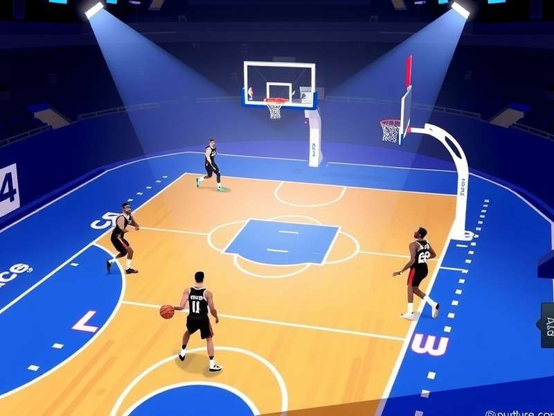 FTS Game 2024 PC Basketball screenshot showing intense in-game action on a detailed court
