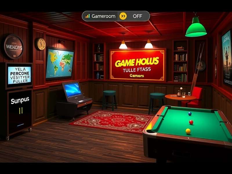 Vibrant Indian gaming setup with FTS Gameroom interface on multiple screens